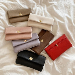 Fashion PU Leather Envelope Wallets Metal Buckle Korean Style Women Long Clutch Bag Zipper Coin Purse Change Bag Outdoor