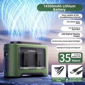 Doublepow | Portable Waist-Hanging Fan Long-Lasting USB Rechargeable Cooling Device for Outdoor Construction Site Cycling 2025 New Model