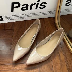 Nude Color Professional Smooth French Style Pointed Toe Flat Heel Womens Shoes 2025 New Model Casual Versatile Commute Flats