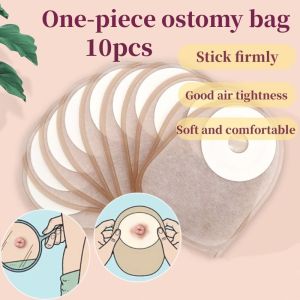 10PCS Colostomy Bag Disposable One-piece Ostomy Bag Closed Stool Bag Disposable Adhesive Anorectal Stool Bag Ostomy Care