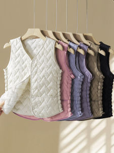 Áo Khoác Ngoài Nữ Mùa Đông Nhẹ Nhàng Có Lót Lông Cừu Áo Vest Ngắn Cổ Chữ V Áo Khoác Ngoài Bằng Vải Polyester Pha Trộn Một Lớp Nút Đơn