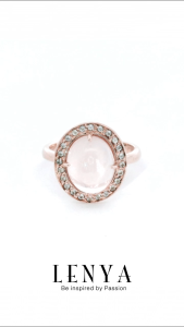 LENYA แหวนหินโรสควอตซ์ เสริมความรักและความสัมพันธ์ที่ดี ขนาด11x9มิล ตัวเรือนเงินแท้925 ชุบพิงค์โกลด์