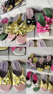 Sepatu Sandal Pesta Anak Perempuan Hak Tahu Kokop Selop Motif Pita / FT 031