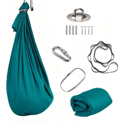 1.5*2.8m Elastic Swing Hammock Indoor and Outdoor (Including Fixing Hardware) Elastic Swing Hanging Adjustable Aerial Yoga Adult Healing Hammock Swing Set Elastic Fabric Hammock. Embrace the Swing Hang the Swing Hammock Perfect for Yoga Camping an...