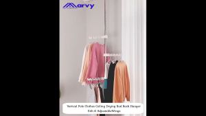 CS Mall : 6 Wings Vertical Pole Clothes Ceiling Drying Rod Rack Hanger Stainless Steel Punch Free Telescopic Stand MR030