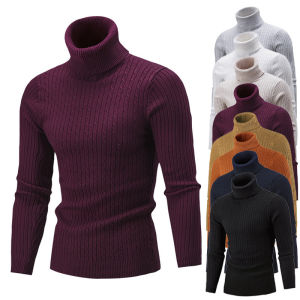 9 Color Mens Turtle Neck Sweater High Neck Long Sleeve Knitted Shirts Slim Pull Over Sweater Plus size Knit Tops