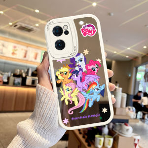 OPPO Reno7 Phone Case Mirror Surface Small Horse 5Pro New Cartoon Findx8/x9 Makeup Mirror 7SE Protective Cover X5/x6/x7ultra Womens Creative K Soft Silicone X3 Anti-Fall