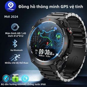 Đồng Hồ Thông Minh Quân Sự Chống Nước Huawei Xiaomi 5ATM Dành Cho Nam GPS La Bàn Máy Theo Dõi Độ Cao 650mAh BT Gọi Theo Dõi Thể Thao Ngoài Trời