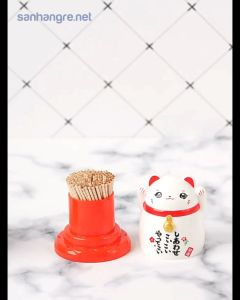 Ống đựng tăm Mèo thần tài Maneki-Neko Nhật Bản Miki 4640