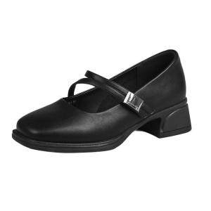 Josiny | Shallow Mary Jane Style Single Shoes Thick Heel Black Work Square Toe Summer New Ladies Shoe