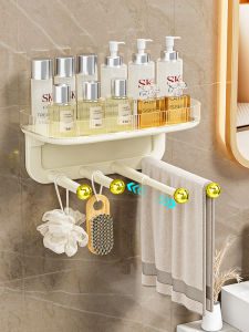 Giá Để Đồ Phòng Tắm Không Cần Đục Lỗ Giá Để Khăn Treo Tường Cạnh Bồn Rửa Mặt Giá Để Đồ Hai Lớp Bằng Nhựa Sang Trọng