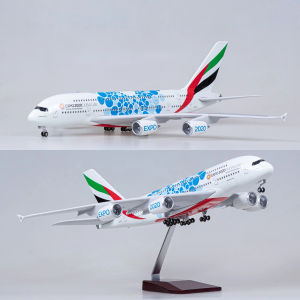 1/160 Scale Emirates EXPO A380 Diecast Resin Airplane Model with Landing Gear Wheel for Collection Display or Aviation Gift