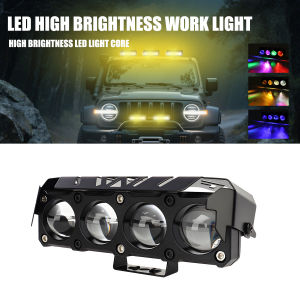 KEVANLY | 1/2x Motorcycle LED Spotlight Dual Color Hi/Low Beam RGB Halo Fog Lamp for Car SUV UTV 12V 4 Mini Lens Headlight Driving Light