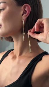 Ingemark Simple Elegant Water Drop Dangle Earrings for Women Classic Copper Chain Piercing Drop Earrings New Jewelry Accessories