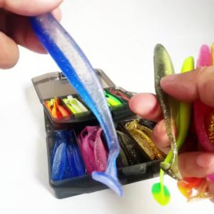 LAKBAT 10Pcs Soft Lure 6/7/9/12cm Silicone Worm Bait Popular Fishing Tackle For Bass Trout Saltwater Freshwater Fishing