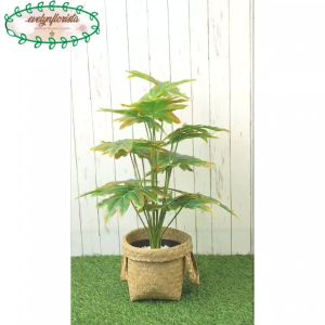 Pohon Hias Artificial Monstera Jari Philo Orange Semilatex Cover Anyaman Purun Handle Dekorasi Studio Aesthetic