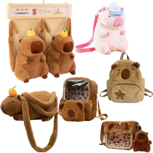 Bandai | Cute Soft Plush Capybara Backpack Girl Fashionable Crossbody Bag for Women Kawaii Shoulder Bag for Children Gifts for Girlfriend