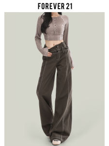 High Waist Straight Leg Military Green Denim Jeans Womens American Style Pear Shape Narrow Version Wide Leg Pants