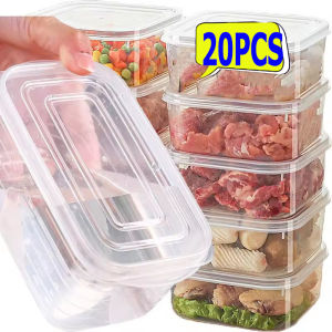 20pcs 700ML Transparent Plastic Refrigerator Storage Box / Vegetable Fruit Meat Classification Storage Boxs / Transparent Food Grade Leak Prevention Food Sealed Storage Can / Kitchen Organizer Boxes