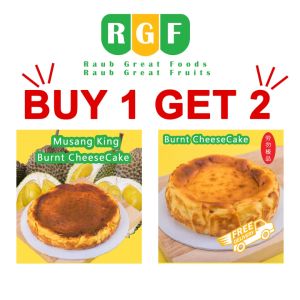 Musang King Burnt Cheesecake 6"Inch + FREE 1 Original Burnt cheesecake (RAUB Musang King&Imported Cheese)