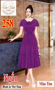 M258 Đầm Trung Niên Cao Cấp Dáng Ngắn có co giãn thoải mái