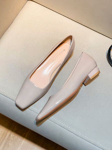 Nude Flat Head Single Shoes Womens 2025 New Spring Commute Patent Leather Versatile Commuting Professional Low Heel Work Shoes