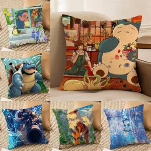 Bandai | Pokemon Shiny Pokemon Anime Plush Pillow Cover Soft Short Plush Cushion Cover For Sofa Bedroom Home Decor Gift