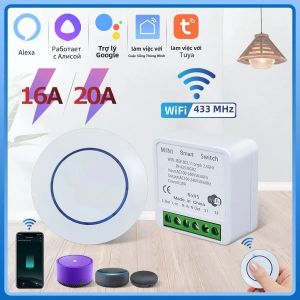 Công Tắc Đèn Thông Minh Tuya Smart WiFi RF433MHz Không Dây 16A/20A Điều Khiển Bằng Giọng Nói Tương Thích Với Alexa Google Home Qua Ứng Dụng Smart Life