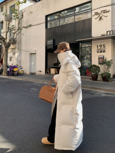 เสื้อแจ็คเก็ตขนเป็ดไก่งวงสีขาวยาวถึงเข่าสำหรับผู้หญิงในฤดูหนาว 2025 เสื้อคลุมกันหนาวแบบหนาพิเศษสำหรับอากาศหนาวเย็น อุปกรณ์กันหนาว