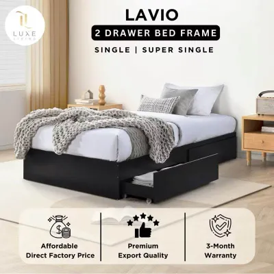 LUXE: Lavio Drawer Bed Frame | Single Bed Frame | Super Single Bed | Storage Bed Frame