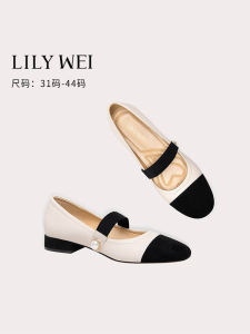 Low-Heel Mary Janes by Lily Wei round Toe Patchwork Fashion Casual Womens Size 41-43 Slip-On Flats Korean Style Shoes