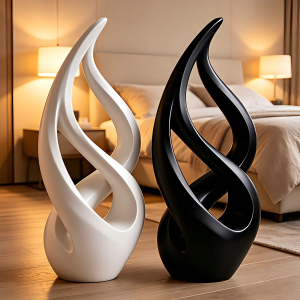 Printed Light Luxury Art Abstract Sculpture Made of Plastic in Black and White Is the Perfect Decorative Item for Bedrooms Vi