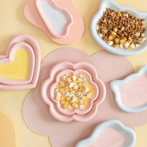 Korean ins Style Hand-Painted Doodle Plate Cat Bowl Special Food Snack Ceramic Dinner Pet Small animals bowls