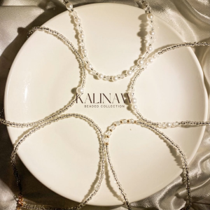KALINAW Clear Translucent Beaded Choker Necklace