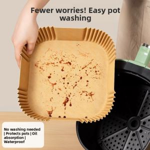 MONLEYTA | Square Baking Paper Pad Oil Absorbing Paper Home Food Silicone Oil Paper Tin Paper Bowl Air Fryer Pot Special Use Paper