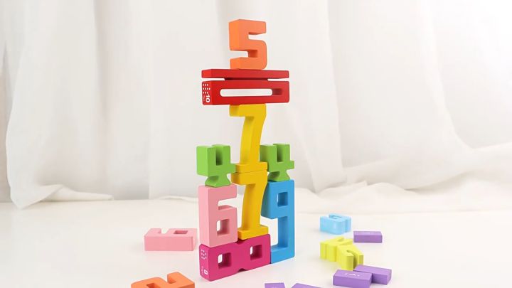 MILITA Colorful Number Building Block Montessori Wooden Counting Toy ...