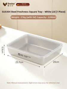 Snainy | 304 Stainless Food Grade Preparing Dish Serving Tray Covered Household Food Storage Box