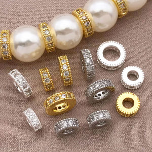 Mix 3pcs18K copper plated real golden thick silvery white golden with zircon spacer DIY jewelry making accessories
