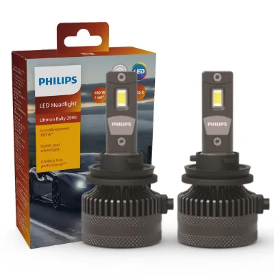 Philips | หลอดไฟหน้ารถยนต์ Philips LED 15000lm Ultinon Rally 3590 H4 H7 H8 H11 HB3 HB4 H19 HIR2 H1 แสงสีขาว 6500K กำลังไฟสูงสุด 180W 12V 4200K U359N