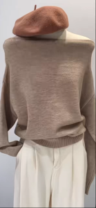 French One-shoulder Knitted Sweater Elegant Lady Top Waist Bottoming Daily Date Simple Top 2905