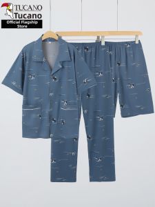 TUCANO | Breathable Sleepwear New Style Summer Short-sleeved Thin Three-piece Set