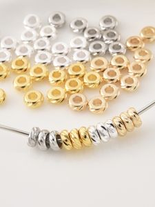 14K Gilded Twill Beads Spacer Beads Handmade DIY Bracelet Bracelet Flat Spacer Handmade Material Platinum Silver Hollow Bead