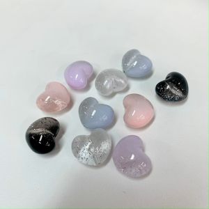 หัวใจใส ลูกปัดกากเพชร ขนาด 19x21mm รูตรง ขนาด 2.0mm อุปกรณ์เสริมงานฝีมือ งาน DIY ใช้สำหรับ การนำมาร้อย พวงกุญแจ ที่ห้อยกระเป๋า ที่ห้อยโทรศัพท์