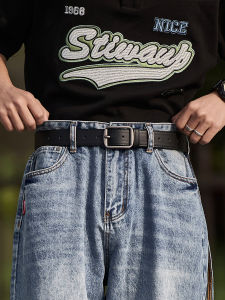Mens Belt 2023 New Simple Versatile Needle Buckle Jeans Waist Belt Ins Retro Korean Style Student Trendy PU Leather Decorative Thread