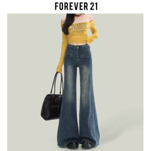 Forever 21 Retro Blue American High Waist Flared Jeans Womens Version Super Good Not Tight Loose Horse Hoof Pants