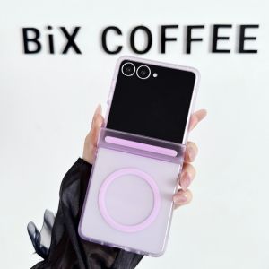 Candy Color Transparent For Magsafe Magnetic Phone Case For Samsung Galaxy Z Flip 8 7 FE 6 5 Full Hinge Protection Hard Cover