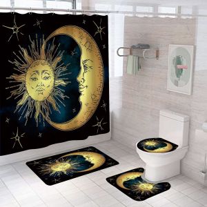 Bohemian Style Waterproof Bathroom Shower Curtain Set