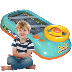 Childrens steering wheel simulation driving toy puzzle electric desktop game machine dodge racing car adventure game
