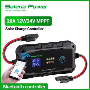 20A 12V/24V MPPT Wireless Solar Charge Controller Bateria Power Intelligent Solar Panel Regulator 20 Amp BT (Sunrock 20Pro)