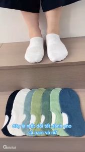 Vớ lười nam trơn màu GOMTAT thiết kế mặt lưới thoáng khí chất liệu cotton êm chân khử mùi - HAI-MIA-1401-1DOI